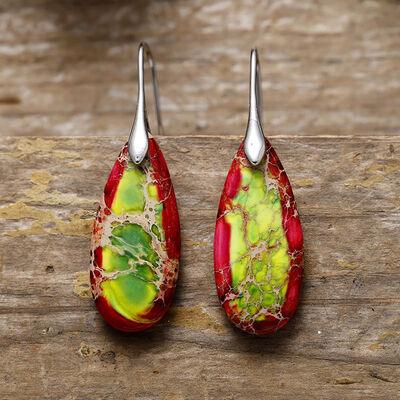 Teardrop Shape Natural Stone Dangle Earrings - Clothes For Her Online Store