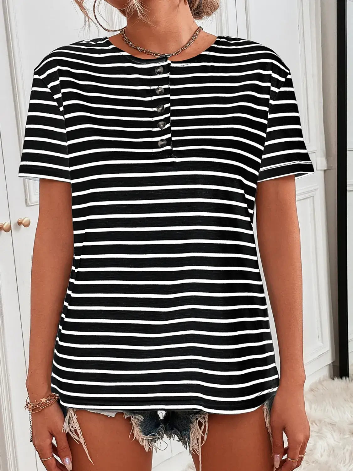 Striped Short Sleeve Top