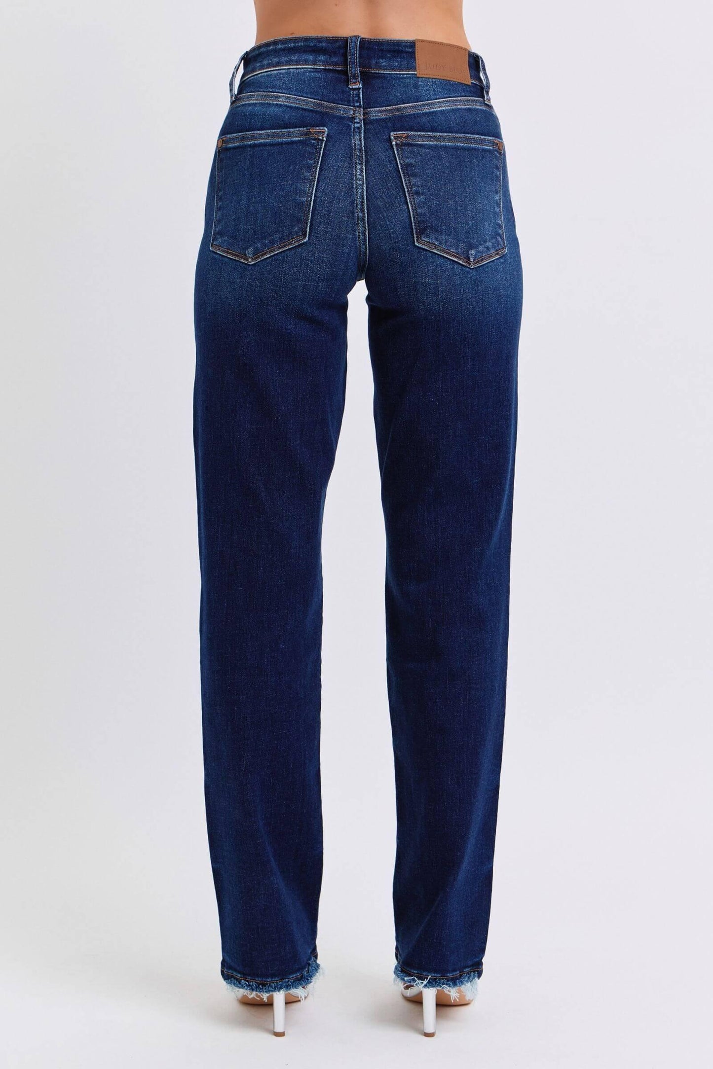 Judy Blue Full Size Raw Hem Straight Leg Jeans - Clothes For Her Online Store