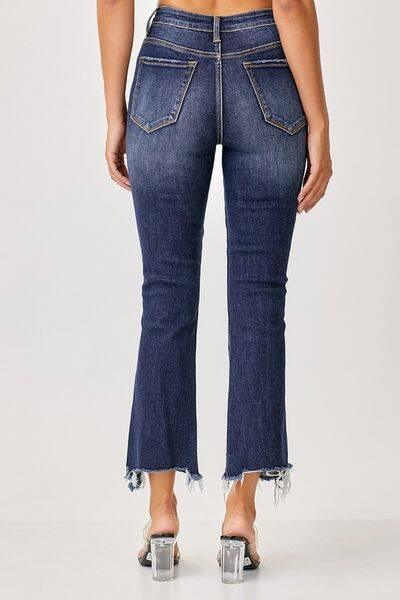 Risen Full Size Frayed Hem Cropped Straight Jeans - Clothes For Her Online Store