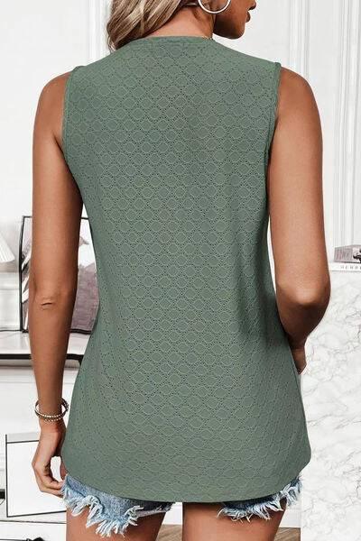 Florira Eyelet Round Neck Tank - Clothes For Her Online Store