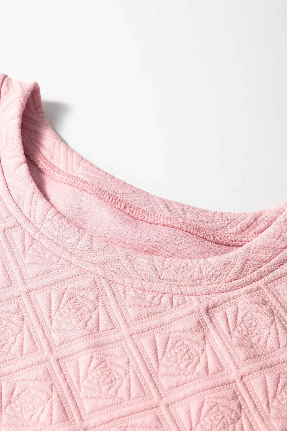 Pearl Embellished Flower Textured T Shirt