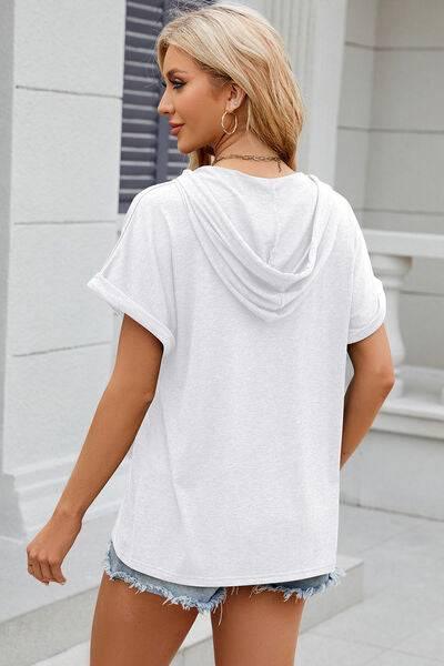 Florira Hooded Short Sleeve T-Shirt - Clothes For Her Online Store