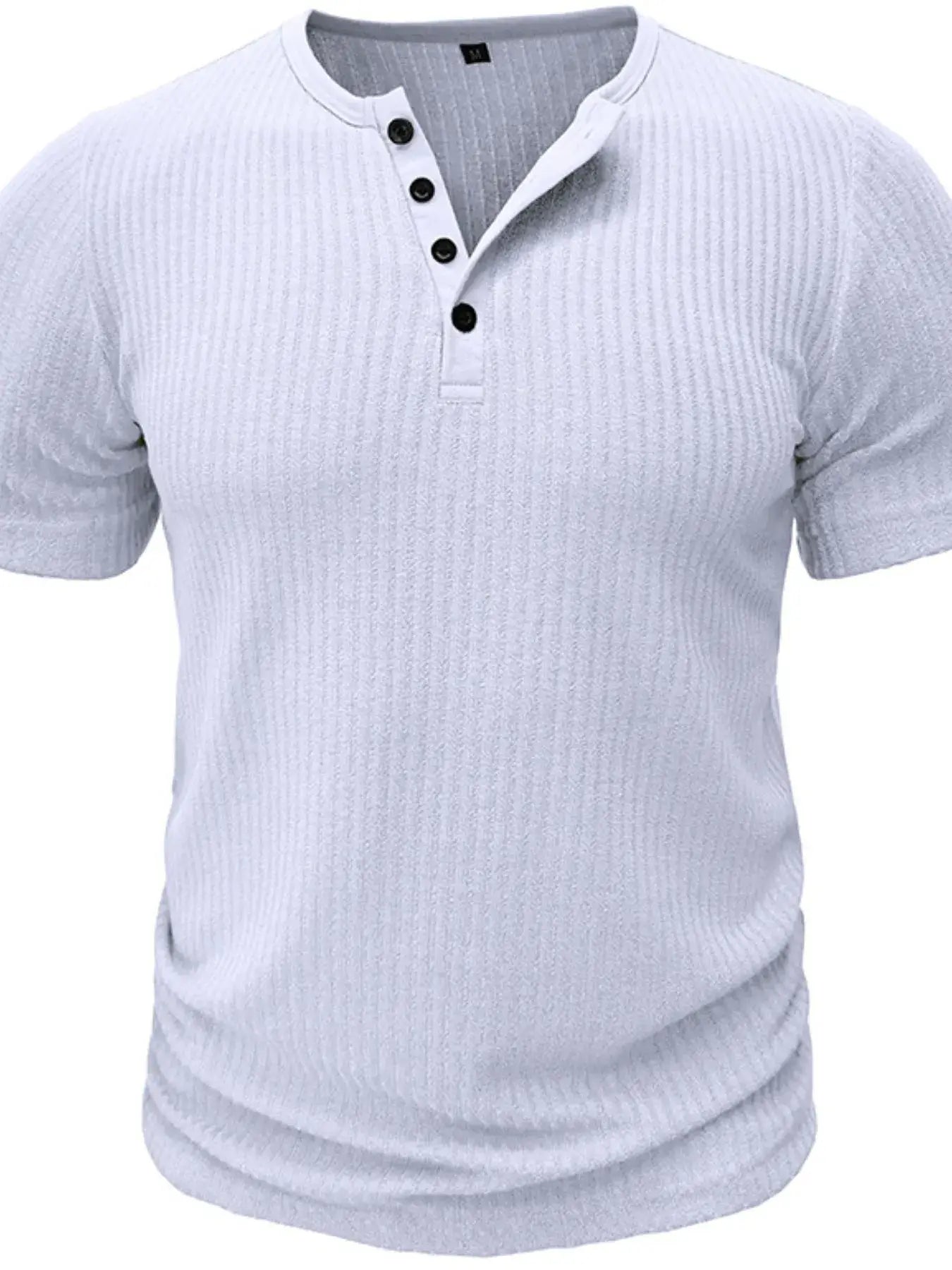Men's Full Size Slim Fit Ribbed Henley Polo Shirt Plus Size