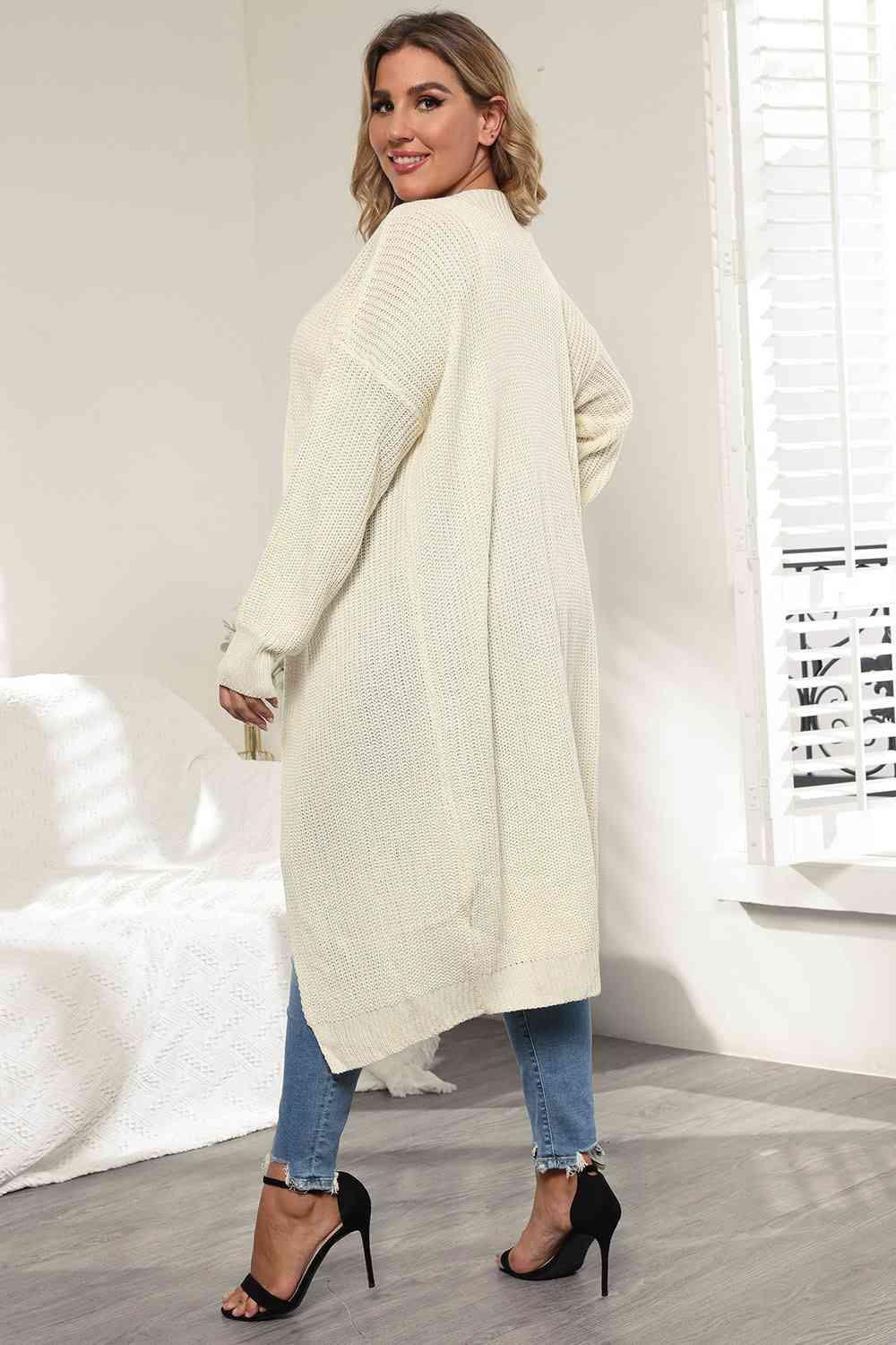 Plus Size Open Front Long Sleeve Cardigan - Clothes For Her Online Store