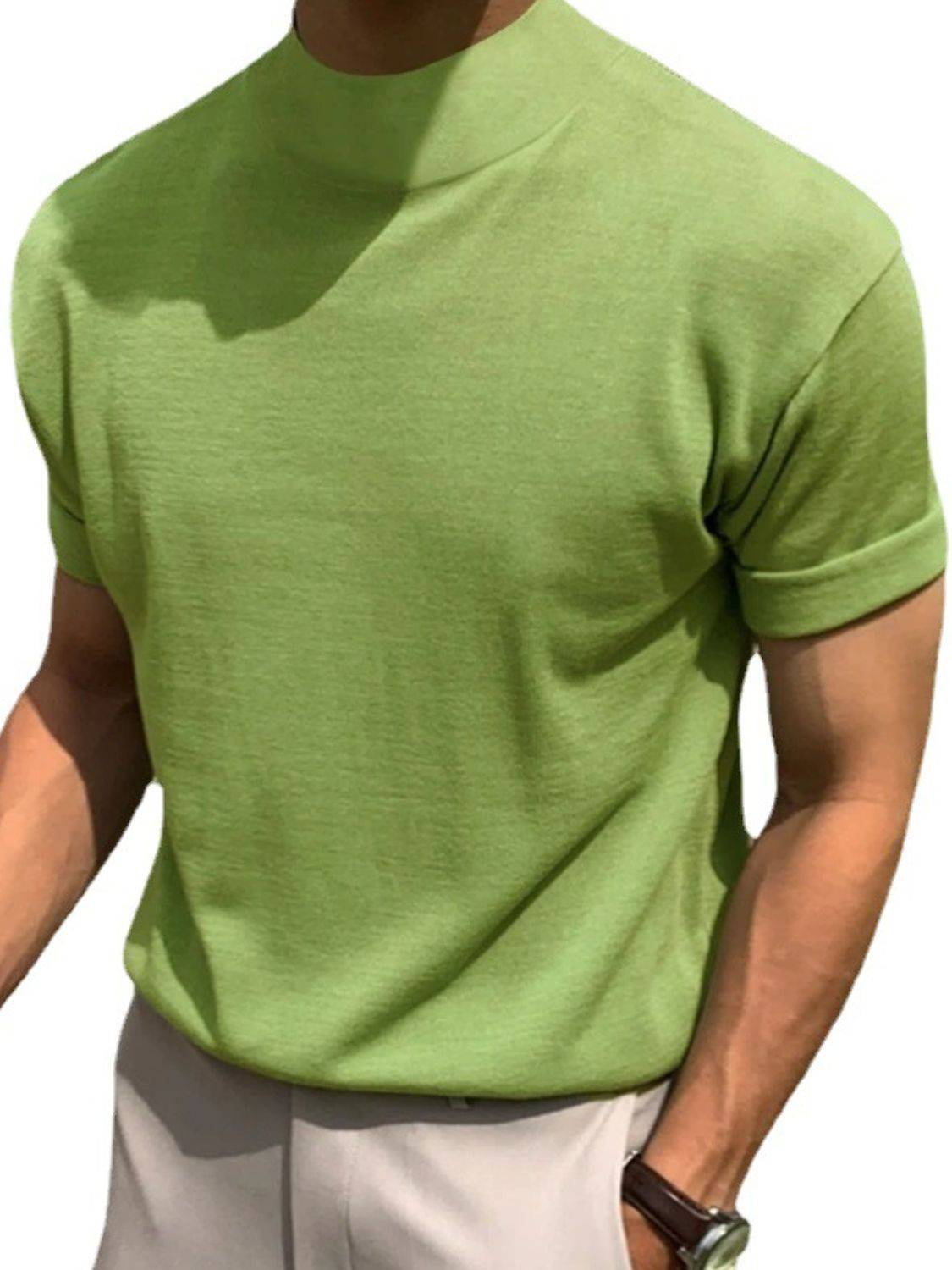 Men's Full Size Mock Neck Short Sleeve T-Shirt Plus Size - Clothes For Her Online Store