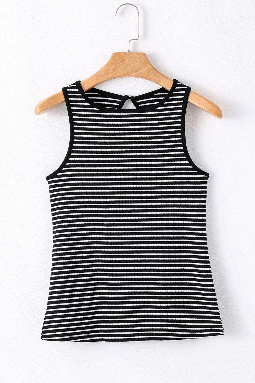 Striped Ribbed Round Neck Tank - Clothes For Her Online Store