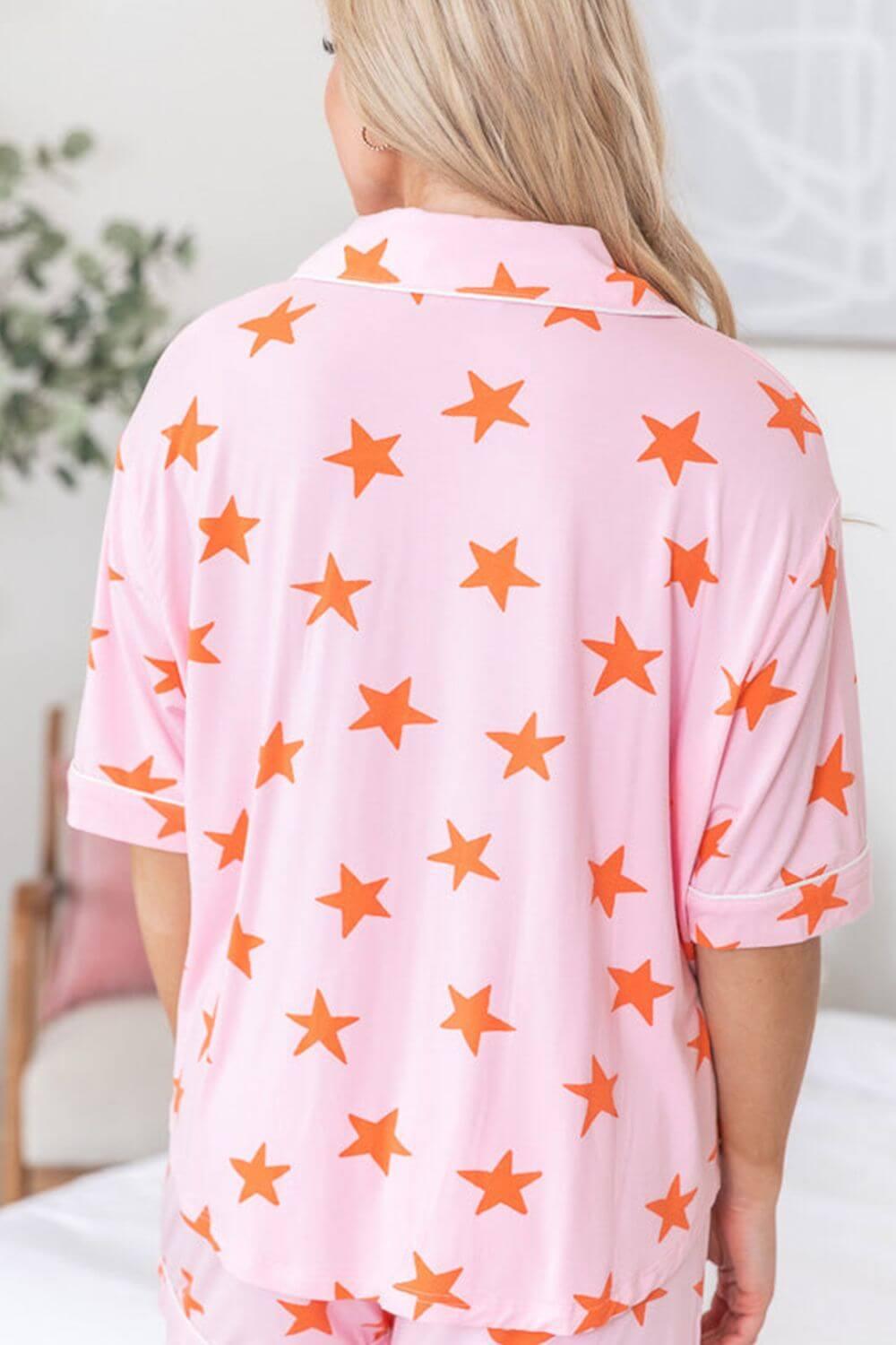 Star Print Short Sleeve Shirt and Shorts Set - Clothes For Her Online Store