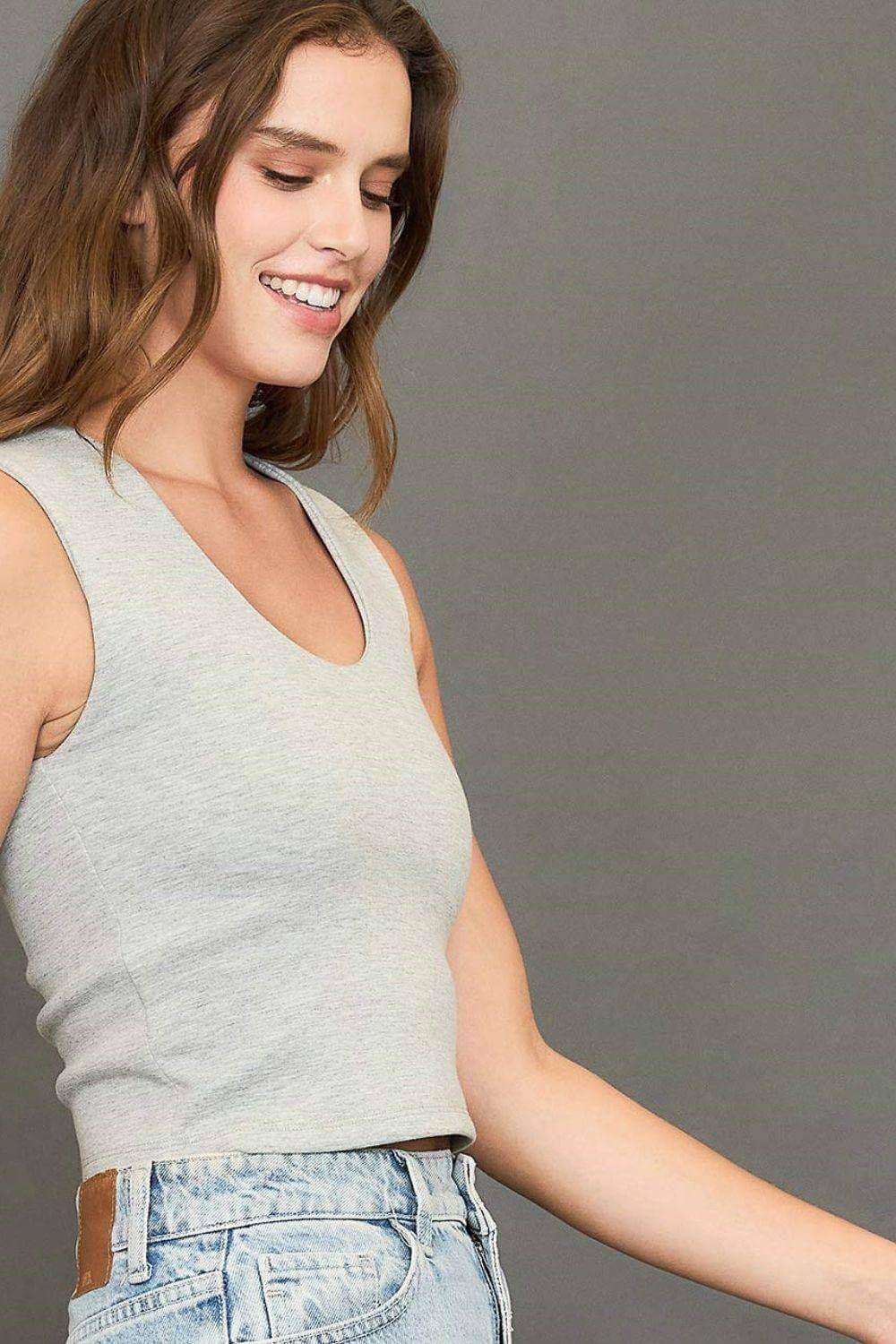 Umgee Full Size Scoop Neck Cropped Tank Plus Size - Clothes For Her Online Store