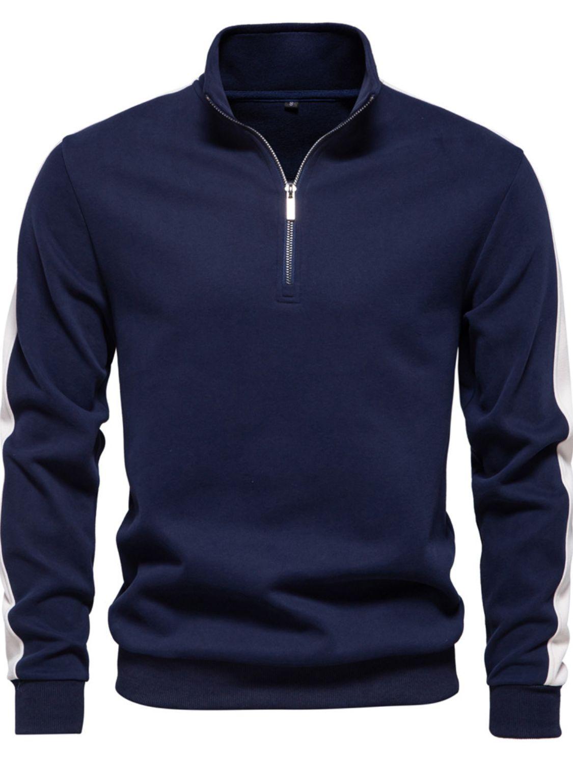 Men's Contrast Striped Long Sleeve Sweatshirt - Clothes For Her Online Store