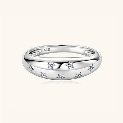 925 Sterling Silver Inlaid Moissanite Star Ring - Clothes For Her Online Store