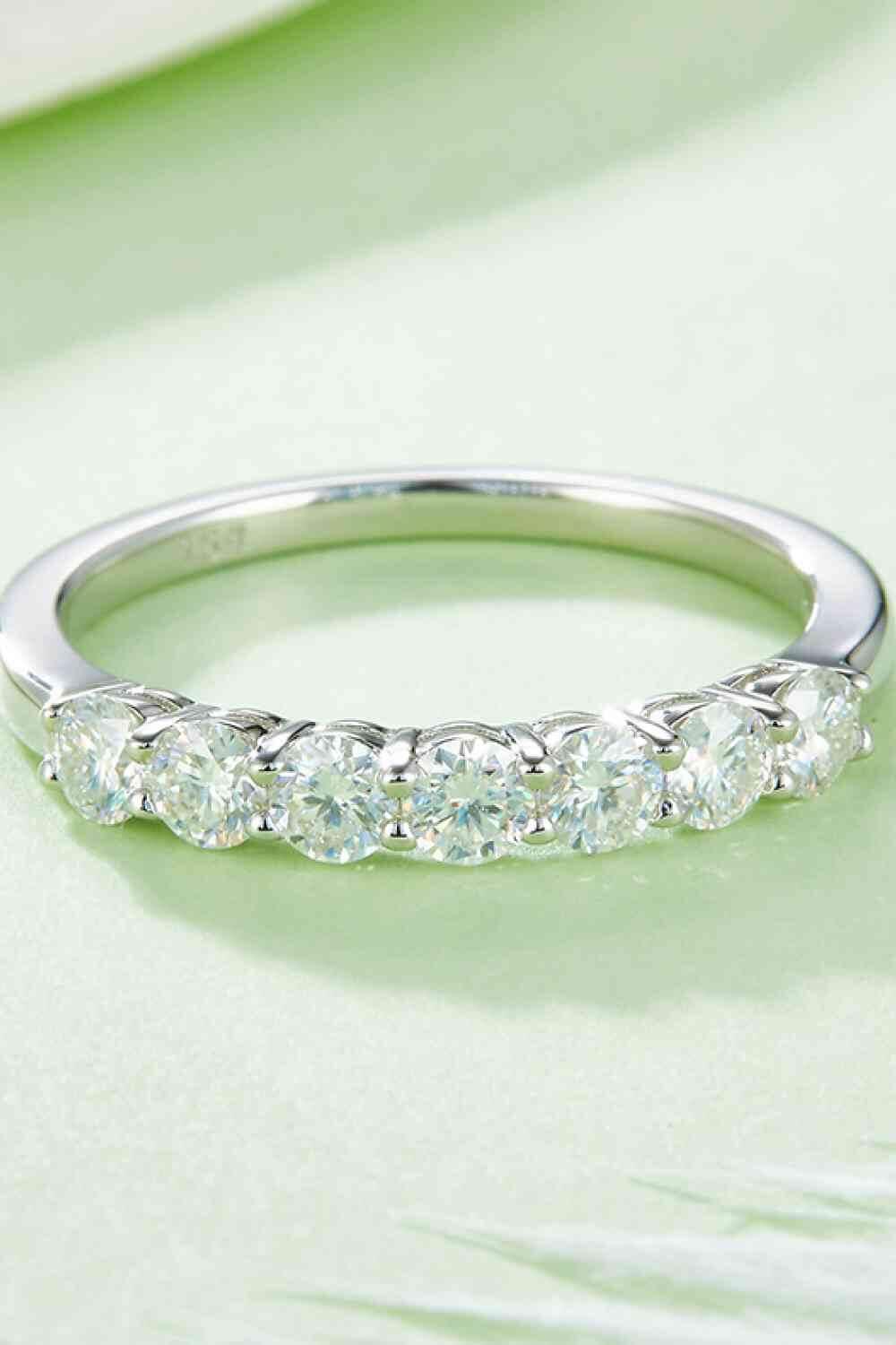 Moissanite Platinum-Plated Half-Eternity Ring - Clothes For Her Online Store