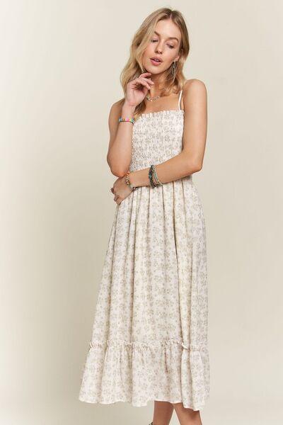 ADORA Smocked Floral Ruffled Hem Cami Dress - Clothes For Her Online Store