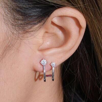 Moissanite 925 Sterling Silver C-Hoop Earrings - Clothes For Her Online Store