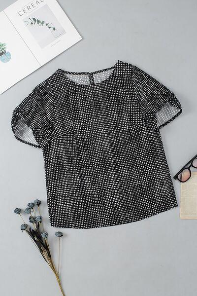 Printed Short Puff Sleeve Blouse - Clothes For Her Online Store