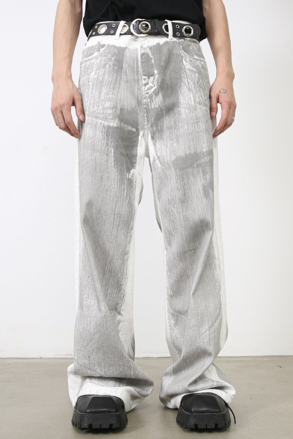 Men's Contrast Wide Leg Jeans - Clothes For Her Online Store