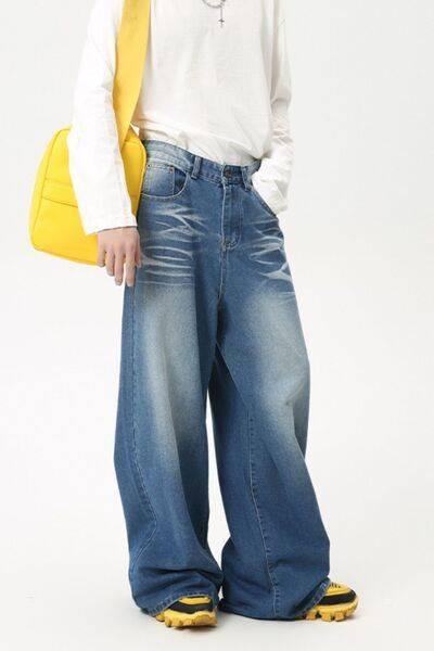 Wide Leg Jeans with Pockets - Clothes For Her Online Store