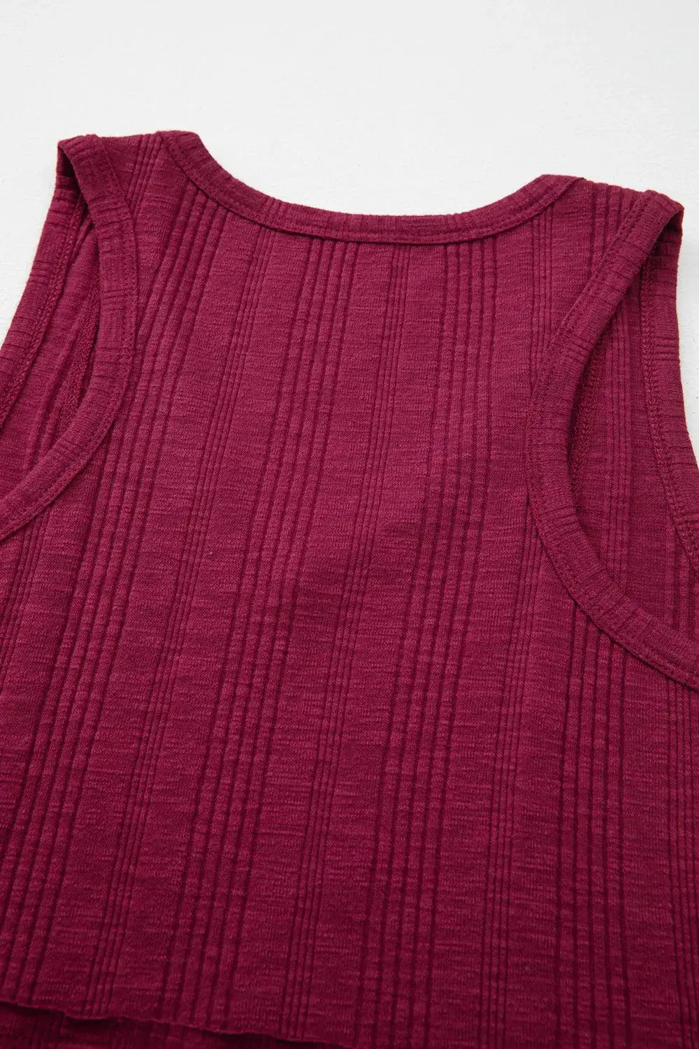Ribbed Textured Exposed Stitching Knit Tank Top