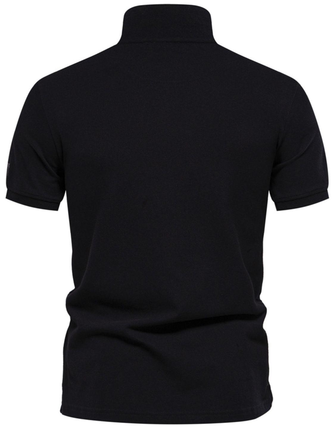 Men's Collared Neck Geometric Embroidered Polo - Clothes For Her Online Store