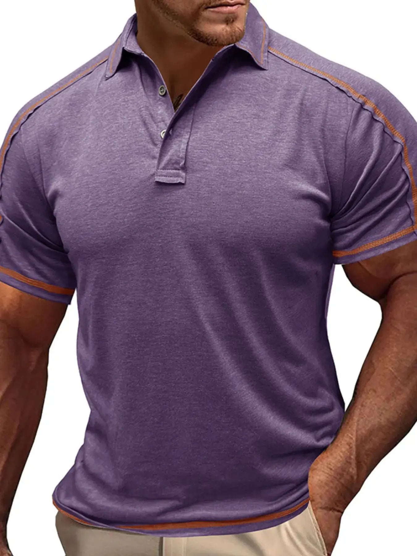 Men's Collared Neck Polo Shirt with Contrast Piping
