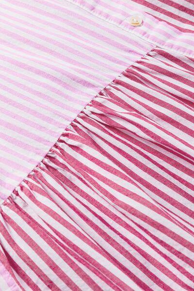 Button Down Striped Ruffled Hem Shirt - Clothes For Her Online Store