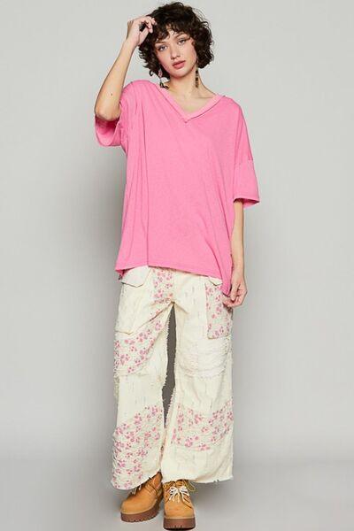 POL V-Neck Half Sleeve T-Shirt - Clothes For Her Online Store