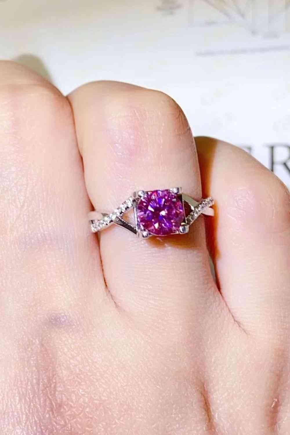 1 Carat Moissanite Crisscross 925 Sterling Silver Ring - Clothes For Her Online Store