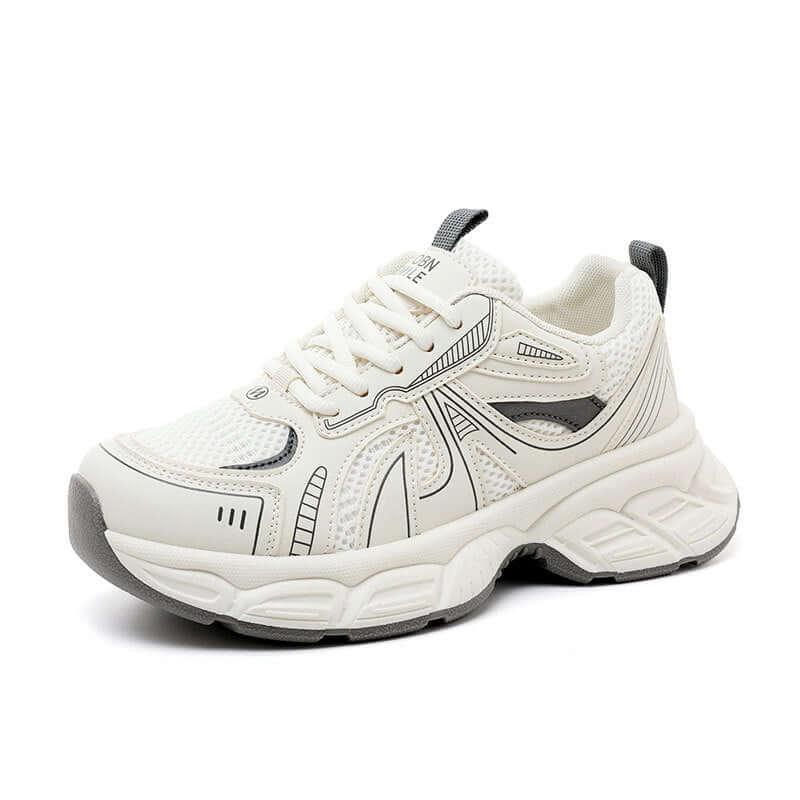 Mesh Lace Up Round Toe Platform Athletic - Clothes For Her Online Store