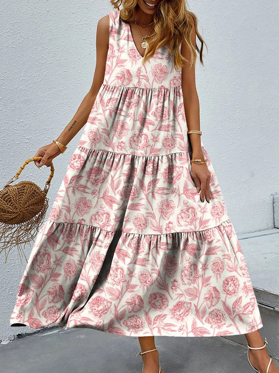 Floral Tiered Maxi Tank Dress