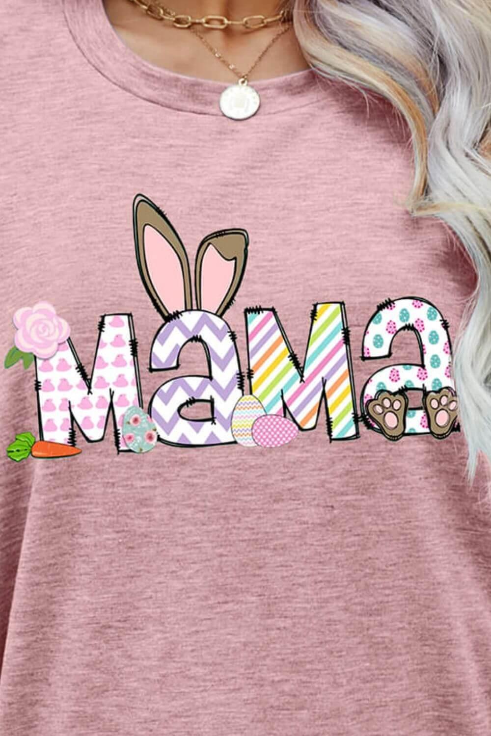 Easter MAMA Graphic Round Neck T-Shirt - Clothes For Her Online Store
