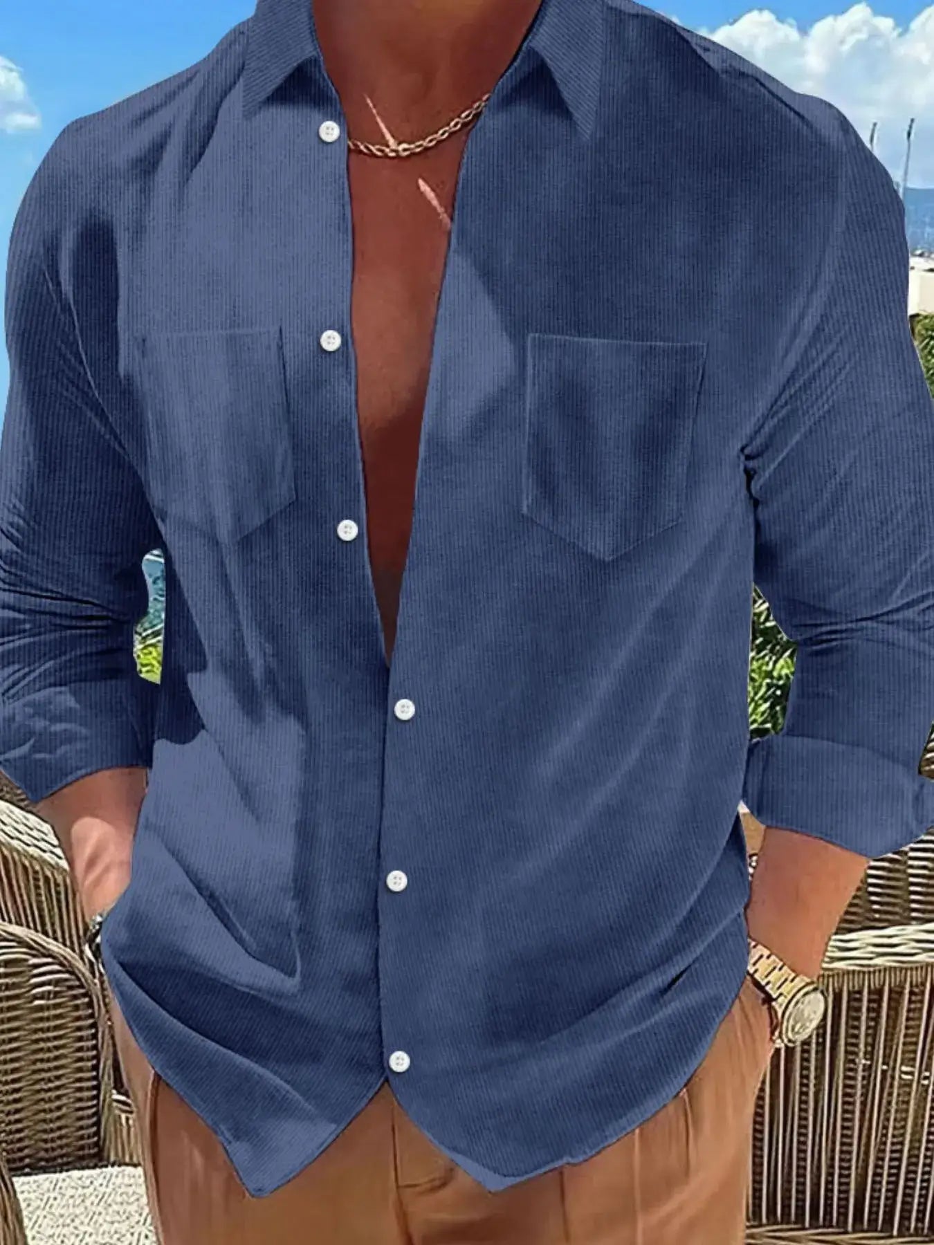 Men's Full Size Button Down Long Sleeve Casual Shirt Plus Size