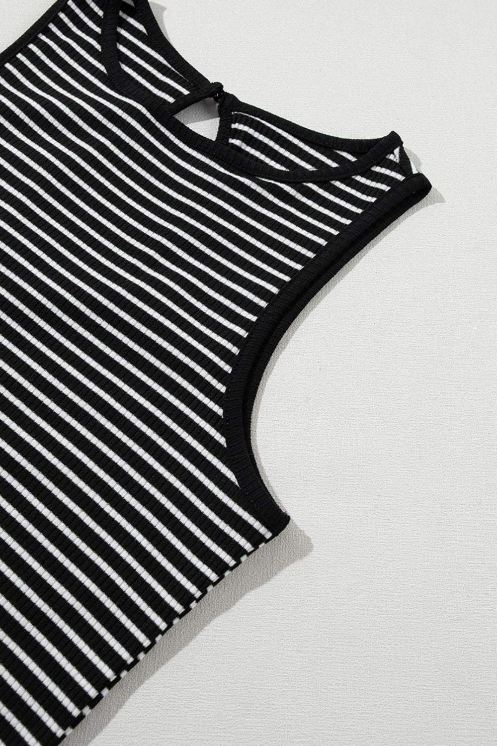 Striped Ribbed Round Neck Tank - Clothes For Her Online Store