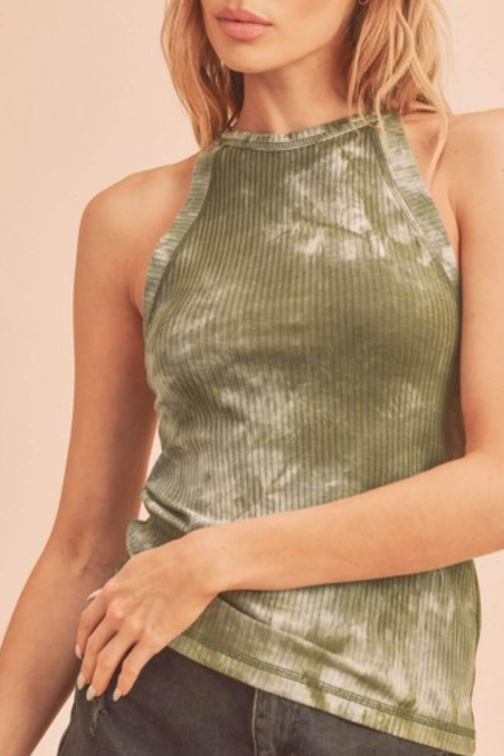 Aemi + Co Ribbed Tie-Dye Round Neck Tank - Clothes For Her Online Store