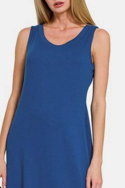 Zenana Scoop Neck Wide Strap Tank Dress - Clothes For Her Online Store