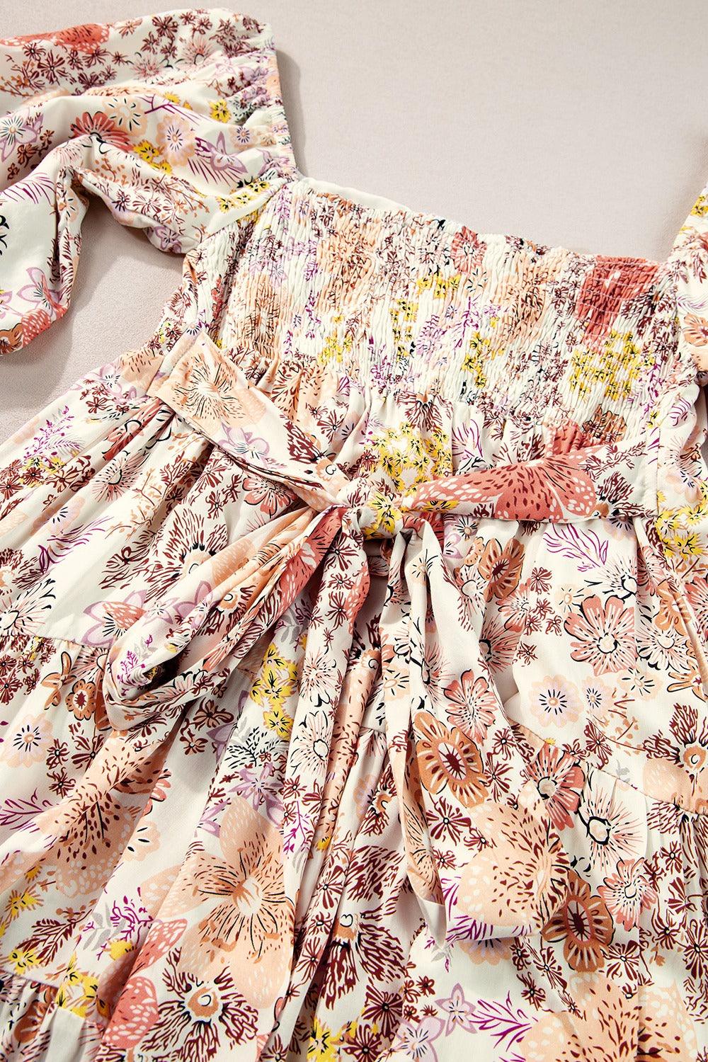Tied Printed Half Sleeve Mini Dress - Clothes For Her Online Store