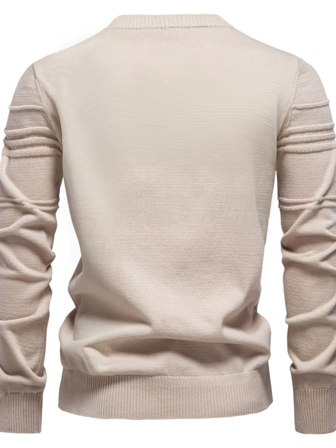 Men's Round Neck Striped Sweater - Clothes For Her Online Store