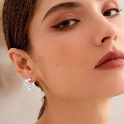 925 Sterling Silver Moissanite Lucky Clover Earrings - Clothes For Her Online Store