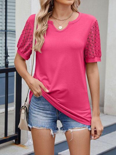 Lace Short Sleeve T-Shirt - Clothes For Her Online Store