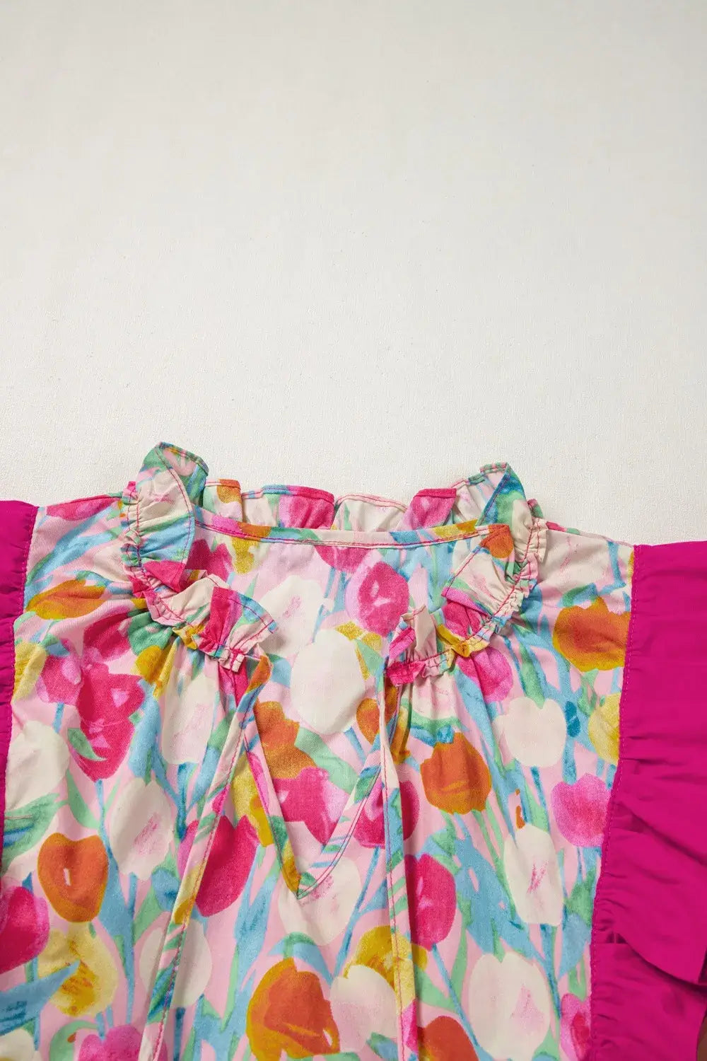 Floral Ruffle Layered Sleeve Blouse