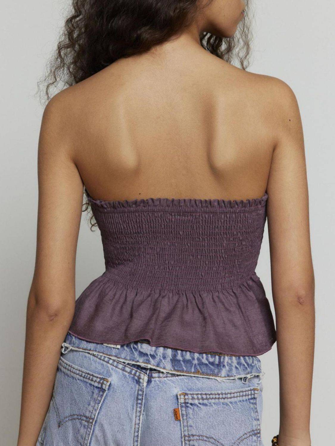 Smocked Peplum Tube Top - Clothes For Her Online Store