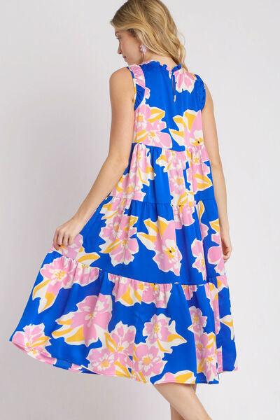 Umgee Full Size Floral Tiered Midi Tank Dress Plus Size - Clothes For Her Online Store