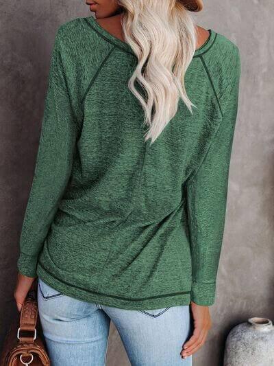 Round Neck Long Sleeve T-Shirt - Clothes For Her Online Store