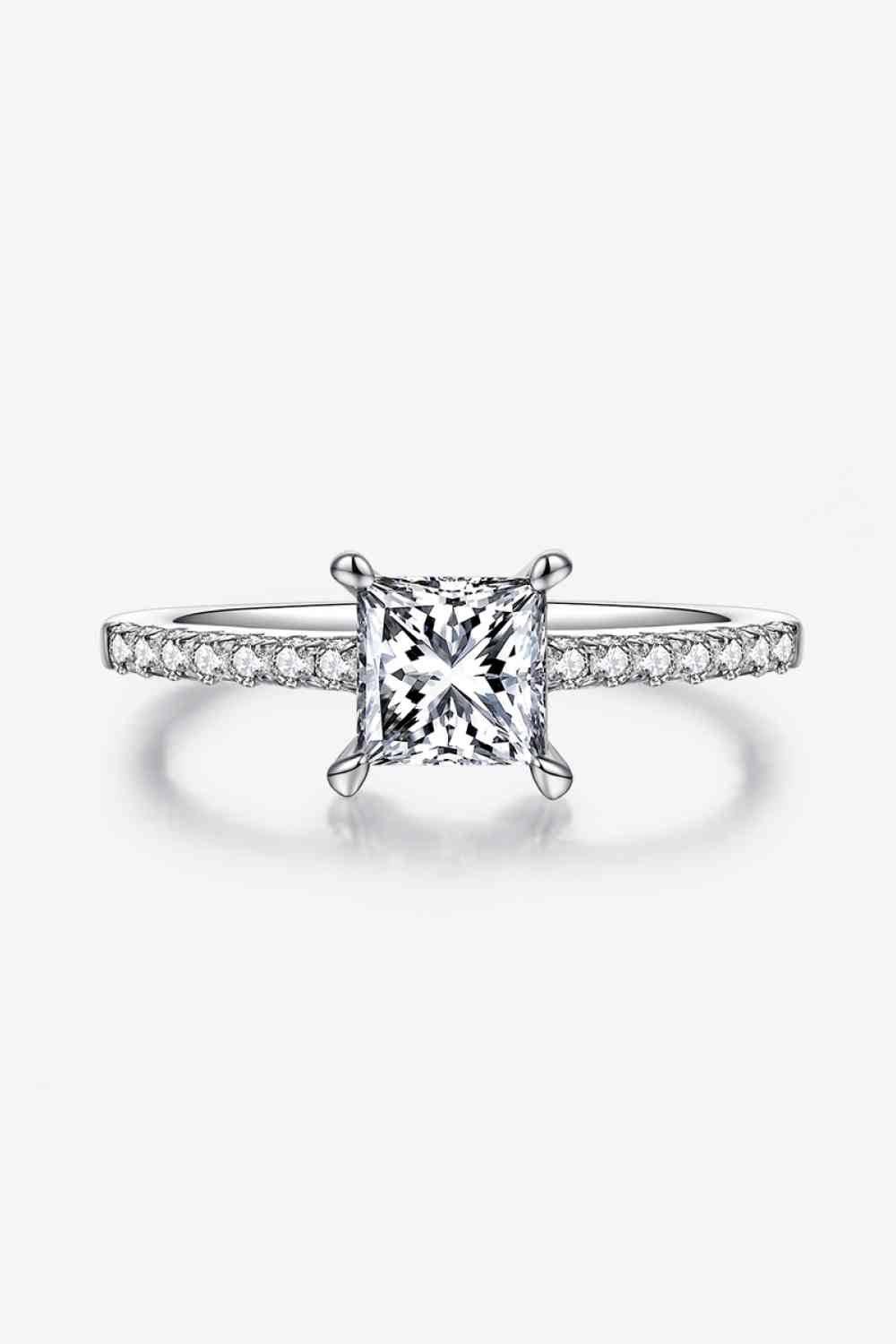 1.21 Carat Moissanite 925 Sterling Silver Side Stone Ring - Clothes For Her Online Store