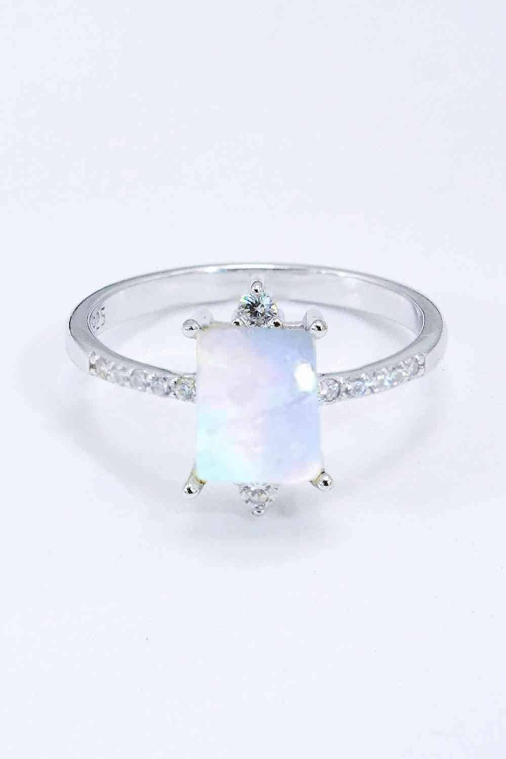 925 Sterling Silver Square Moonstone Ring - Clothes For Her Online Store
