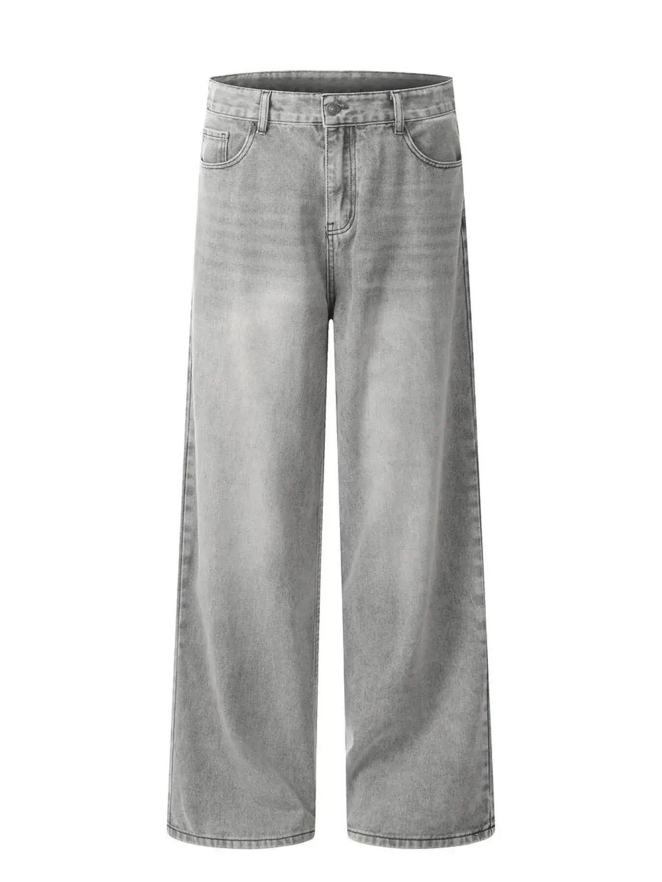 Men's High-Rise Wide Leg Washed Jeans