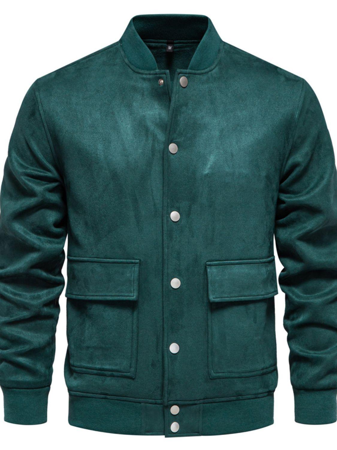 Men's Baseball Collar Snap Down Jacket - Clothes For Her Online Store