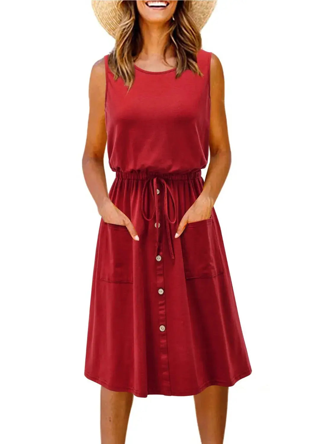 Full Size Round Neck Sleeveless Tank Dress Plus Size - Clothes For Her Online Store