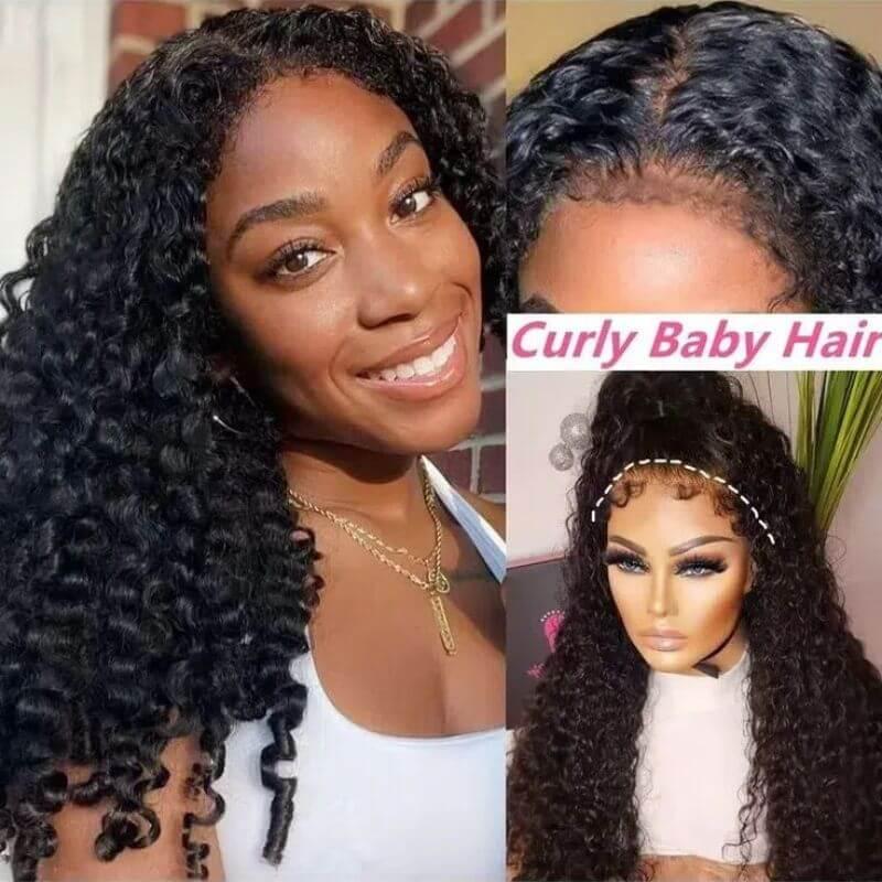4C Kinky Baby Hair Undetectable Breathable Soft Invisible Edge Lace Front Wig,13X4 13X6 Water Wave Frontal Human Hair Wigs - Clothes For Her Online Store