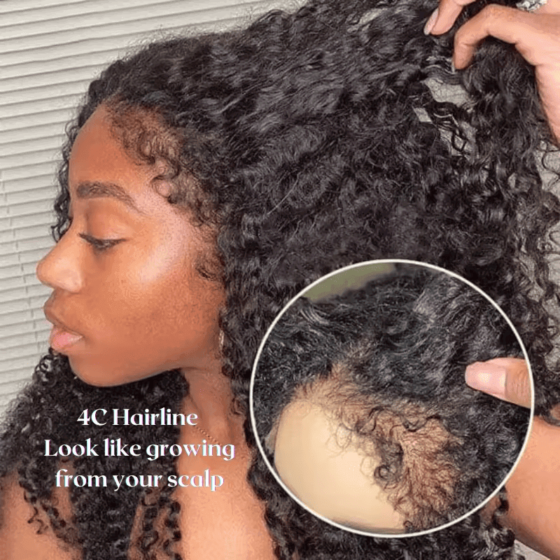 4C Kinky Baby Hair Undetectable Breathable Soft Invisible Edge Lace Front Wig,13X4 13X6 Water Wave Frontal Human Hair Wigs - Clothes For Her Online Store