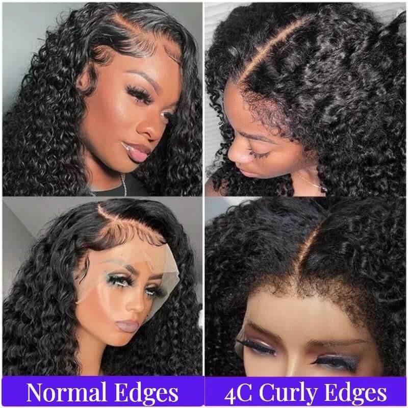 4C Kinky Baby Hair Undetectable Breathable Soft Invisible Edge Lace Front Wig,13X4 13X6 Water Wave Frontal Human Hair Wigs - Clothes For Her Online Store